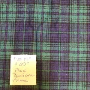 Navy & Green Plaid Flannel Fabric by the Yard
